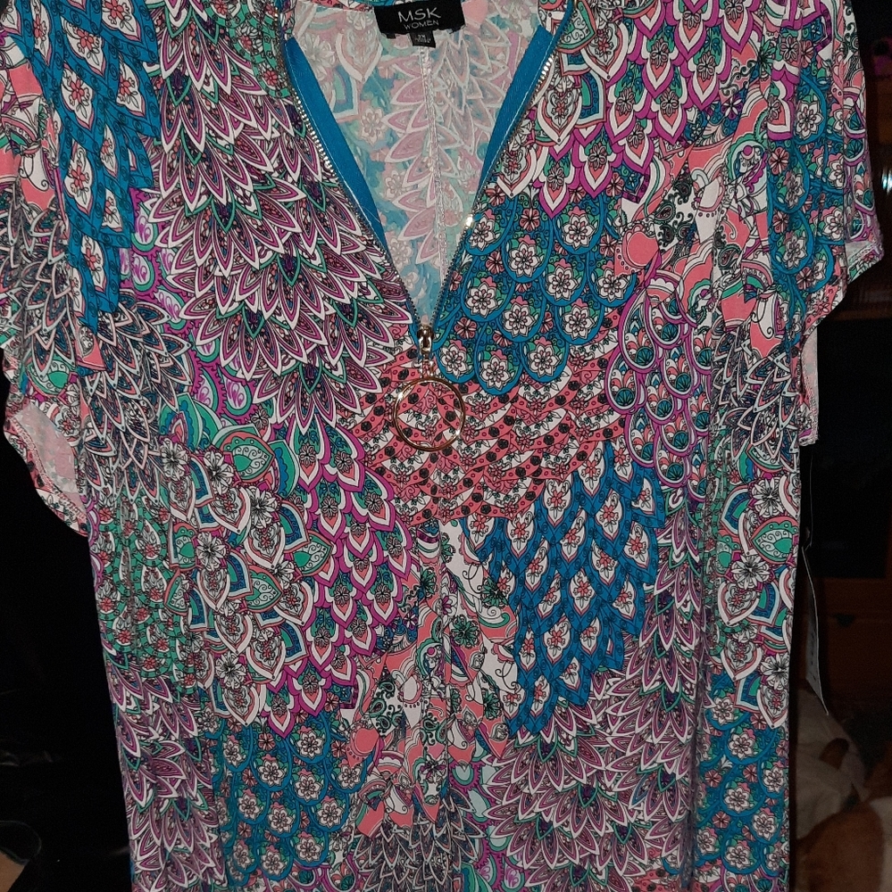 MSK Multi colored retro style dress. 2x NWT
